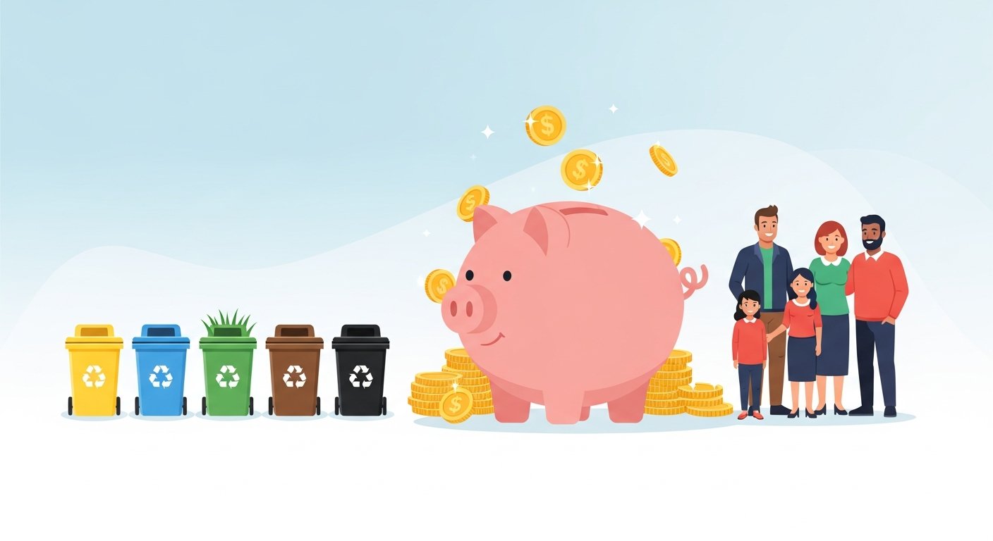 Cennik wywozu odpadów Poznań 2025/2026: stawki za odbiór śmieci, ulgi za kompostownik, segregacja odpadów.