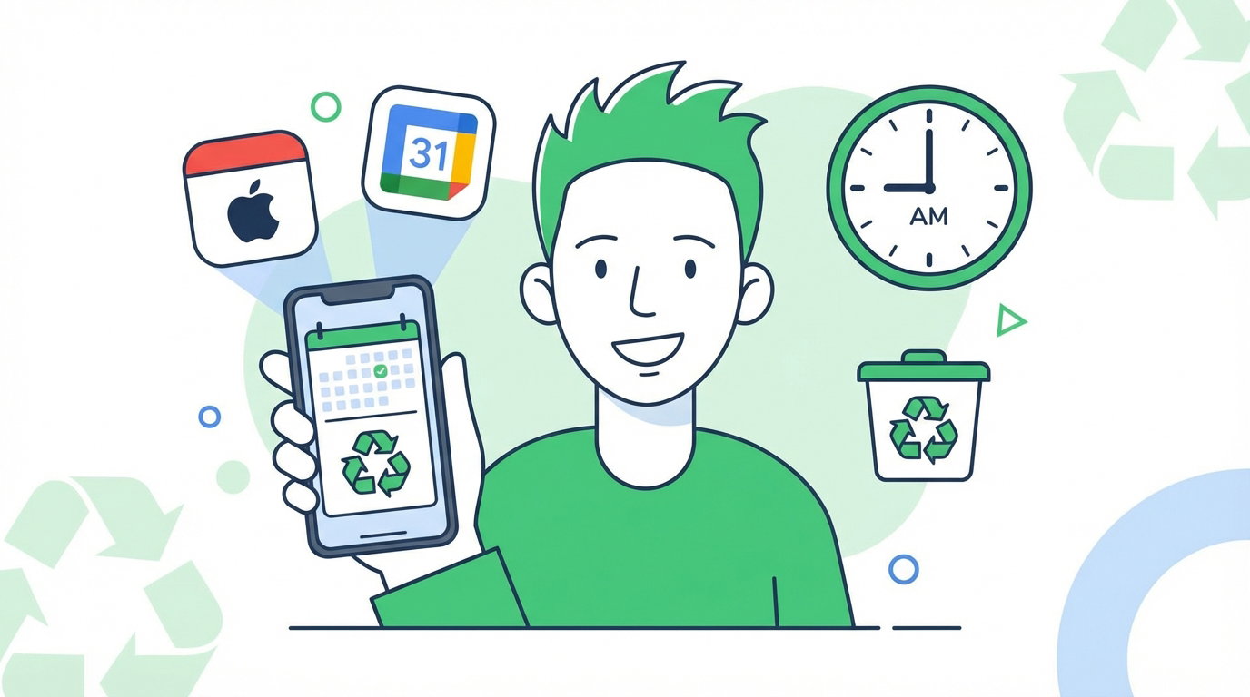 Gdańsk: wybierz typy odpadów i godziny powiadomień w kalendarzu odbioru śmieci.