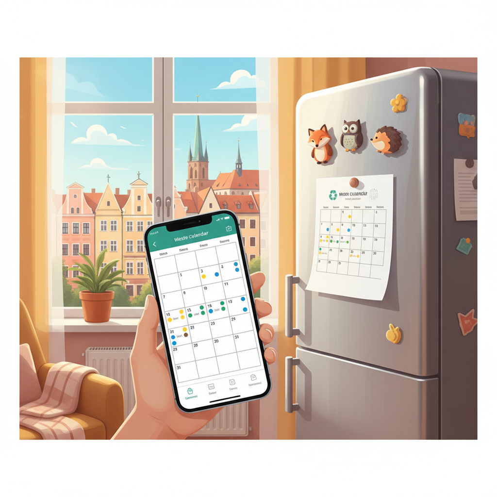 SmiecioPlan Wrocław: kalendarz odbioru odpadów na telefonie i wydruk PDF harmonogramu wywozu śmieci.