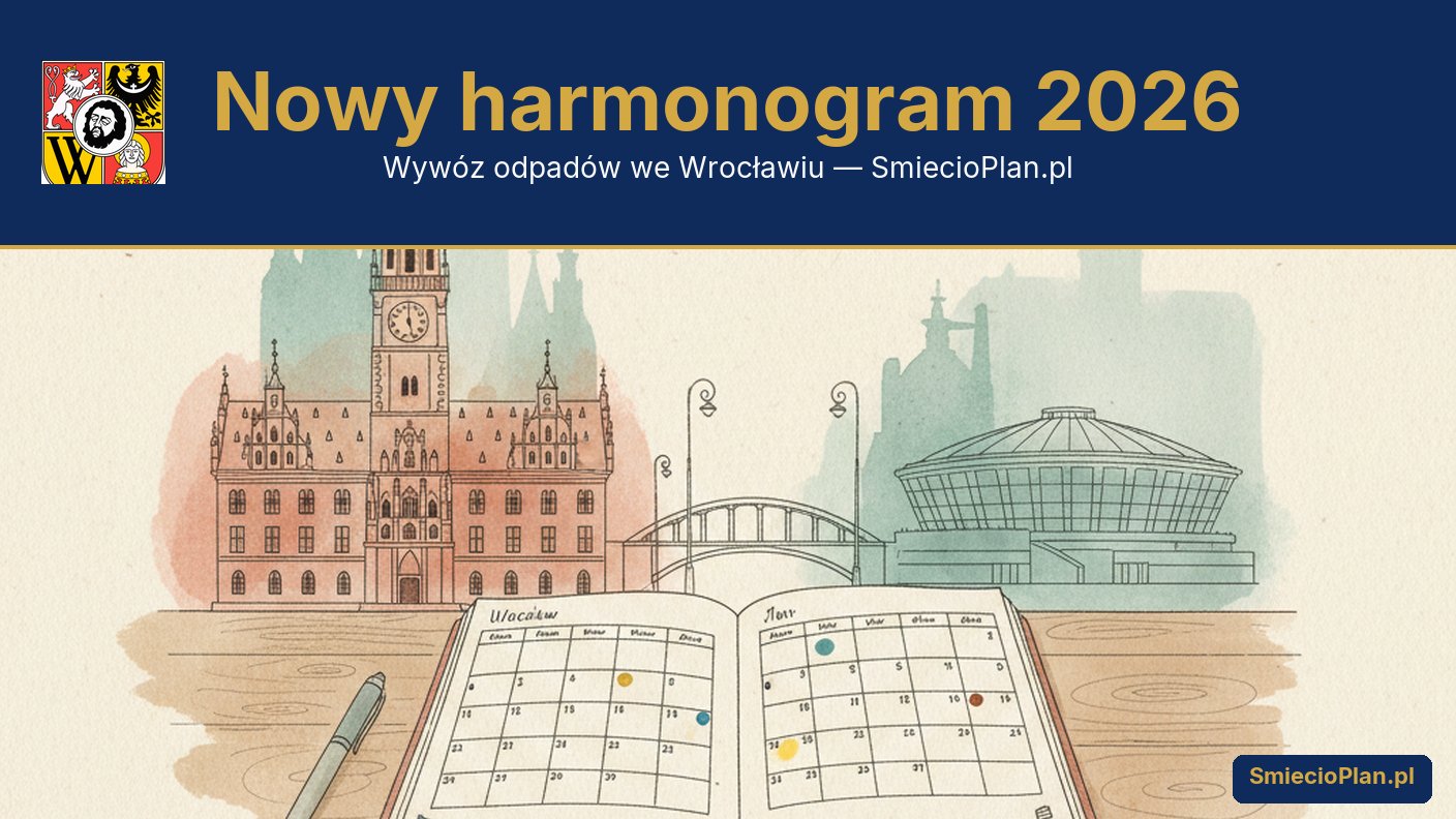 Nowy harmonogram 2026 — odświeżyliśmy bazę wywozu odpadów we Wrocławiu