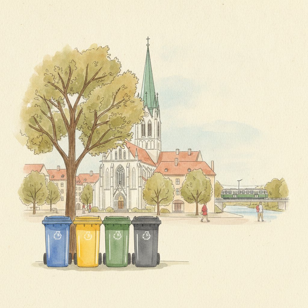 Kolorowe pojemniki na odpady segregowane w Gorzowie Wielkopolskim — ilustracja