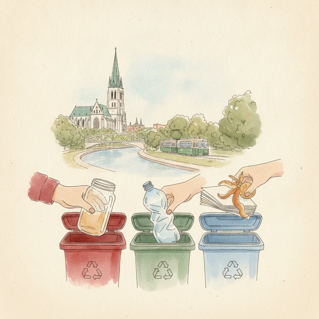 Segregacja odpadów do właściwych pojemników w Gorzowie — ilustracja