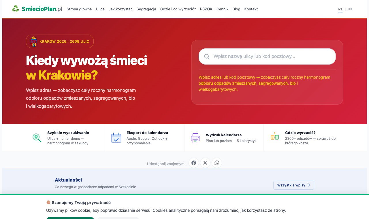 Kraków — jak korzystać ze SmiecioPlan (wyszukiwarka MPO Kraków)